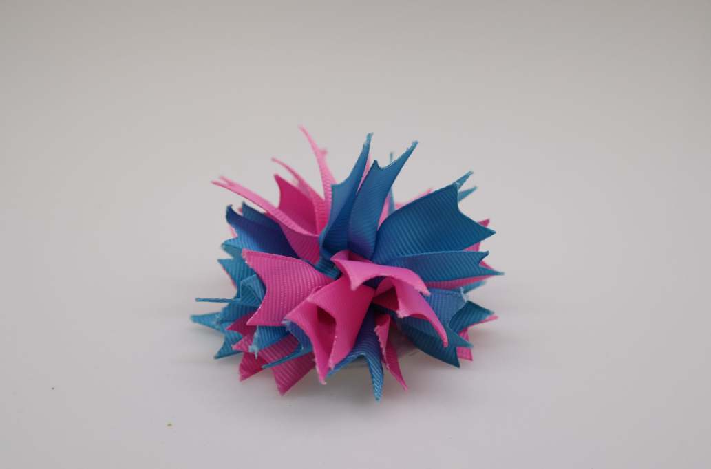 Small spike puff hair Bow with colors  Torquoise, gerienium